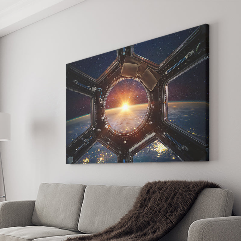 Sunrise View From Iss Canvas Wall Art - Painting Canvas, Canvas Prints, Painting Art, Prints for Sale
