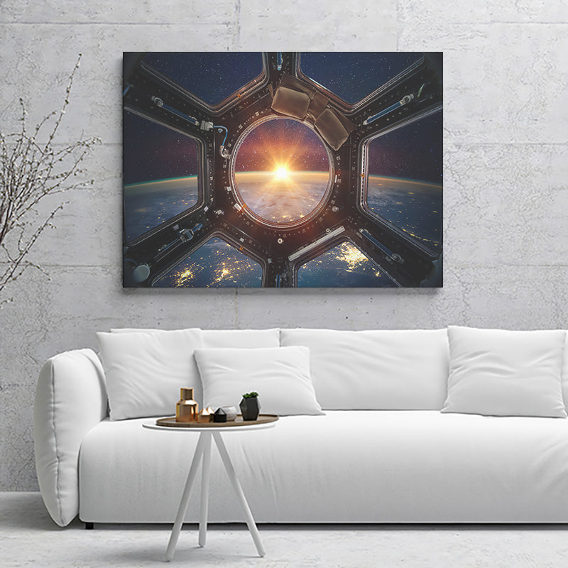 Sunrise View From Iss Canvas Wall Art - Painting Canvas, Canvas Prints, Painting Art, Prints for Sale