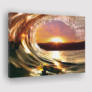 Sunset Ocean Waves Canvas Wall Art - Painting Canvas, Canvas Prints, Painting Art, Prints for Sale