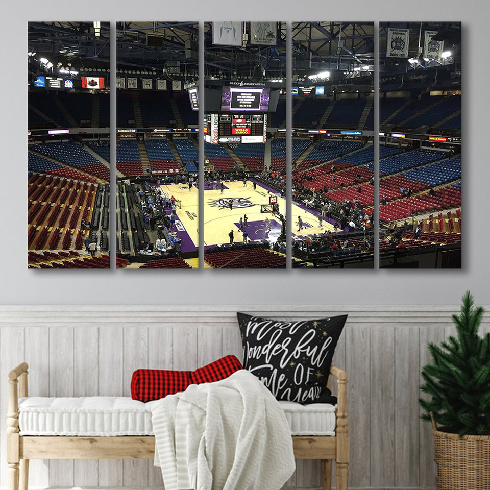 Sacramento Kings Wall Art Sleep Train Arena Stadium Canvas Prints,Multi Panels B,Sport Stadium Art Prints, Fan Gift
