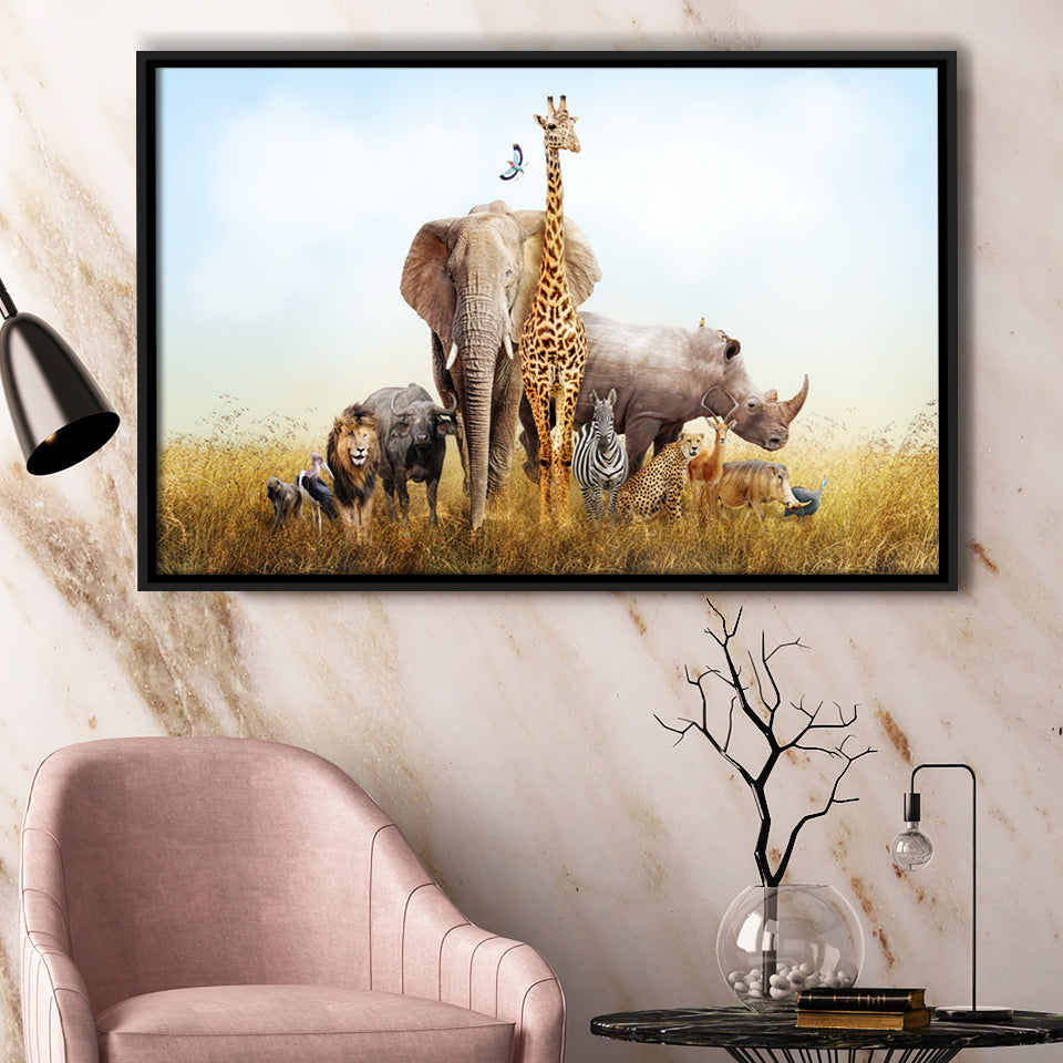 Safari Nursery Decor Framed Canvas Prints Wall Art - Painting Prints, Wall Decor, Floating Frame