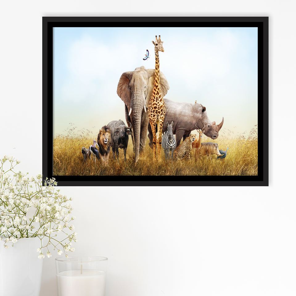 Safari Nursery Decor Framed Canvas Prints Wall Art - Painting Prints, Wall Decor, Floating Frame