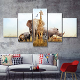 Safari Nursery Decor 5 Piece Canvas Prints Wall Art - Painting Prints, Wall Decor,Multi Panel