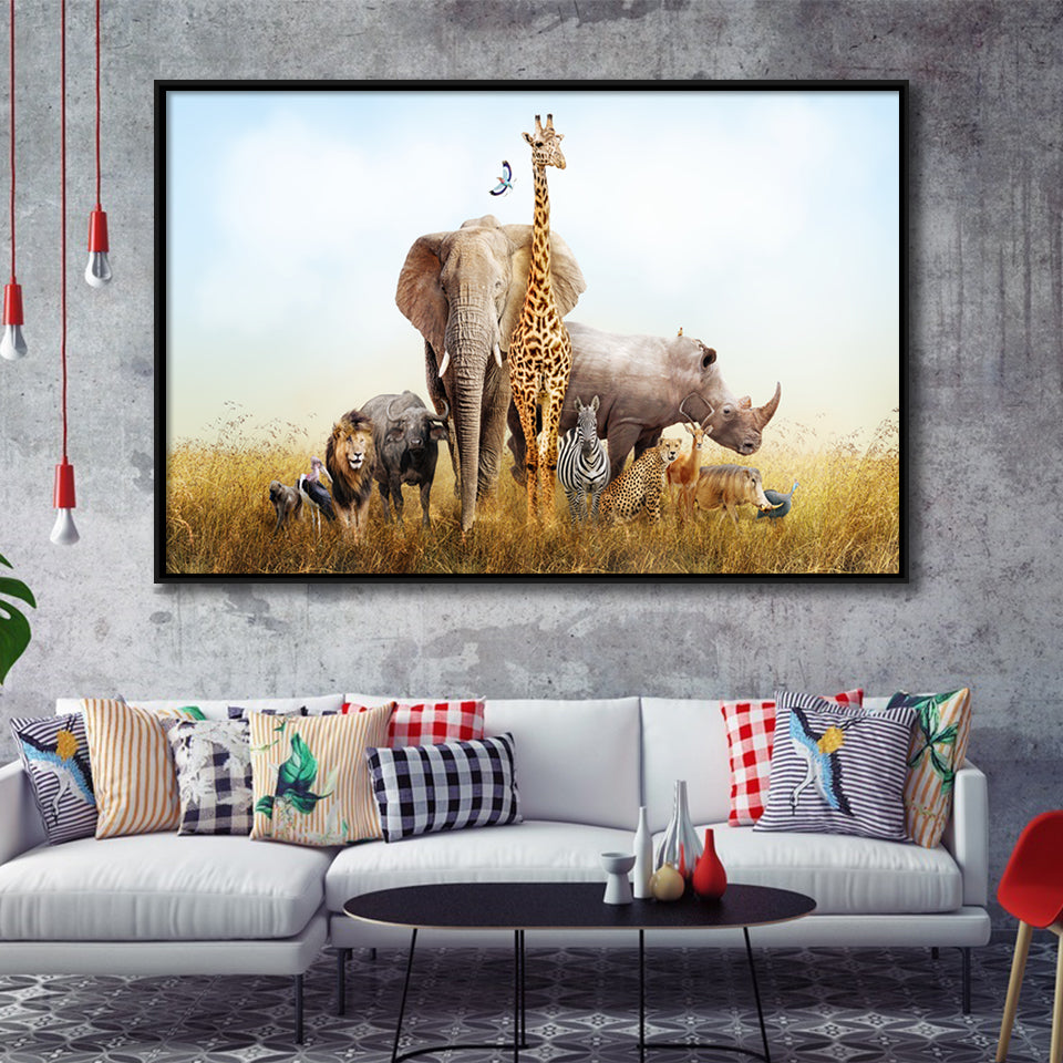 Safari Nursery Decor Framed Canvas Prints Wall Art - Painting Prints, Wall Decor, Floating Frame