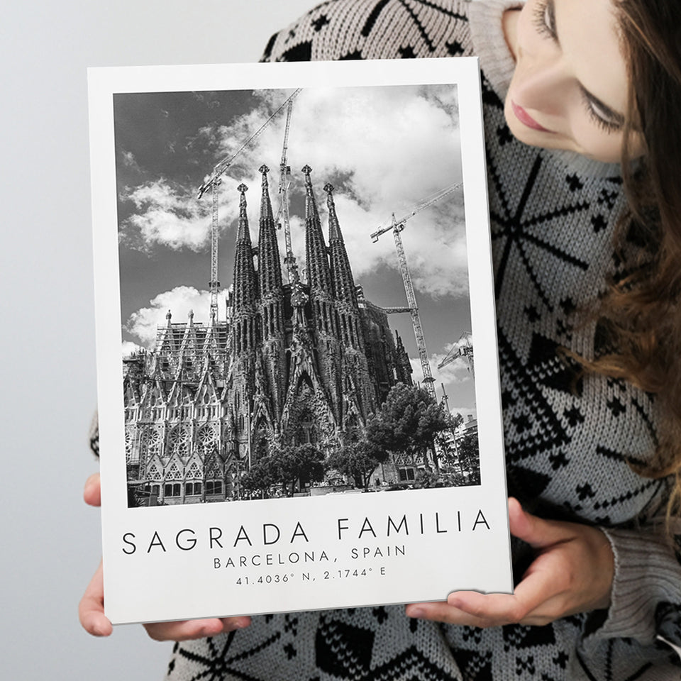 Sagrada Familia Barcelona Spain Black And White Art Canvas Prints Wall Art Home Decor