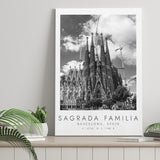 Sagrada Familia Barcelona Spain Black And White Art Canvas Prints Wall Art Home Decor