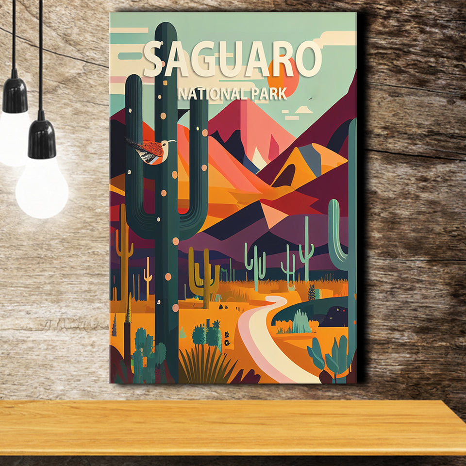 Saguaro National Park Retro Art Print ,City Art Print, Large Canvas, Canvas Print Wall Art Home Decor