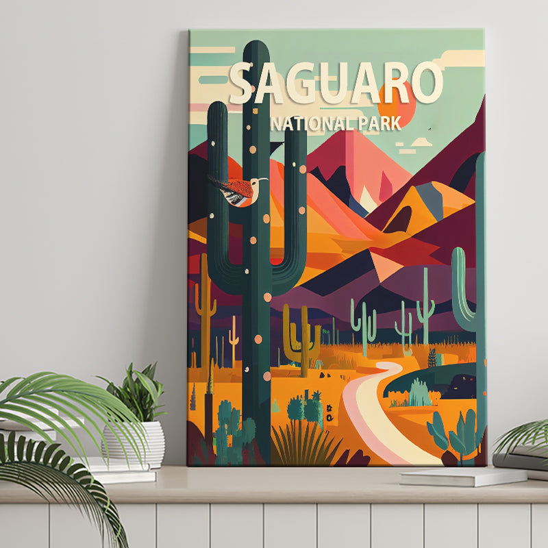 Saguaro National Park Retro Art Print ,City Art Print, Large Canvas, Canvas Print Wall Art Home Decor