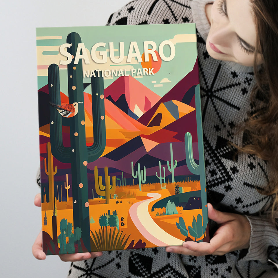 Saguaro National Park Retro Art Print ,City Art Print, Large Canvas, Canvas Print Wall Art Home Decor