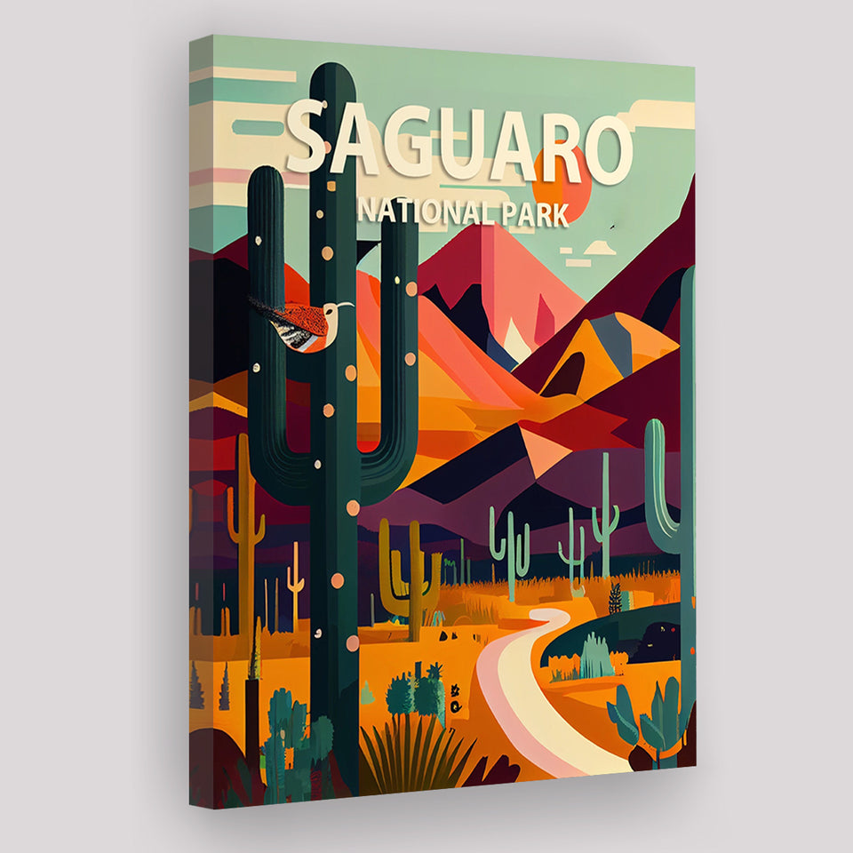 Saguaro National Park Retro Art Print ,City Art Print, Large Canvas, Canvas Print Wall Art Home Decor