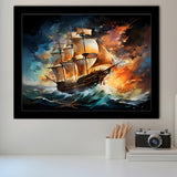 Sailboat In The Sunset Painting Framed Art Prints Wall Decor, Painting Art, Framed Picture