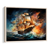 Sailboat In The Sunset Painting Framed Canvas Prints Wall Art Home Decor, Painting Canvas, Floating Frame