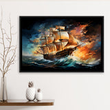 Sailboat In The Sunset Painting Framed Canvas Prints Wall Art Home Decor, Painting Canvas, Floating Frame