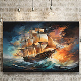 Sailboat In The Sunset Painting Canvas Prints Wall Art Home Decor, Painting Canvas, Living Room Wall Decor