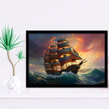 Sailboat In The Sunset Framed Art Prints Wall Decor, Painting Art, Framed Picture