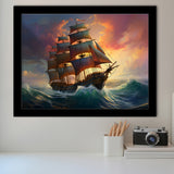 Sailboat In The Sunset Framed Art Prints Wall Decor, Painting Art, Framed Picture