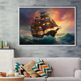Sailboat In The Sunset Framed Canvas Prints Wall Art Home Decor, Painting Canvas, Floating Frame