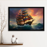 Sailboat In The Sunset Framed Canvas Prints Wall Art Home Decor, Painting Canvas, Floating Frame