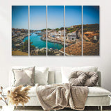 Sailing Boats in a Menorca Harbour Mediterranean Sea 5 Piece Canvas Prints Wall Art - Painting Prints, Wall Decor,Multi Panels