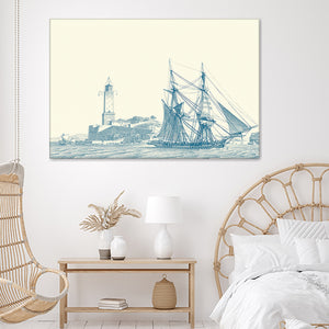 Sailing Ships In Blue I Canvas Wall Art - Canvas Prints, Prints For Sale, Painting Canvas,Canvas On Sale