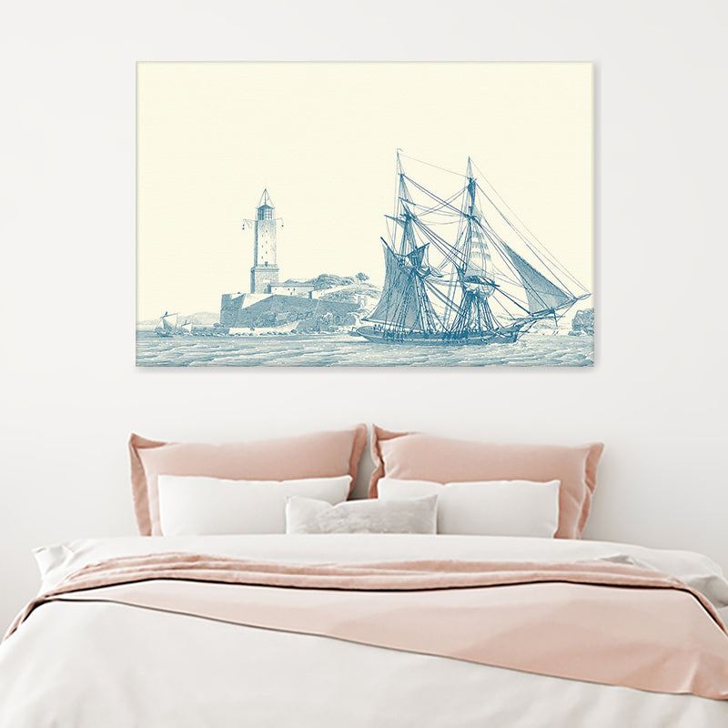 Sailing Ships In Blue I Canvas Wall Art - Canvas Prints, Prints For Sale, Painting Canvas,Canvas On Sale