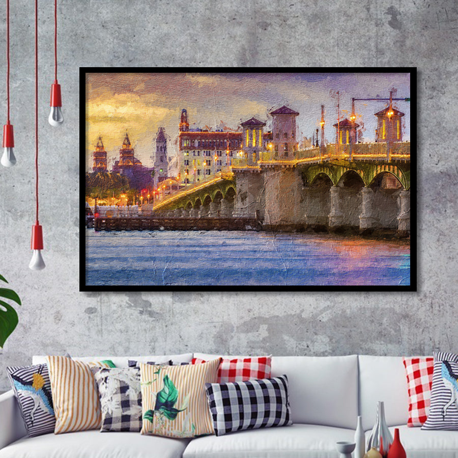 Saint Augustine City at Sunset Saint Augustine Framed Art Prints Wall Decor - Painting Prints, Framed Picture, Home Decor
