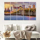 Saint Augustine City at Sunset Saint Augustine 5 Piece B Canvas Prints Wall Art Decor - Painting Canvas, Multi Panels