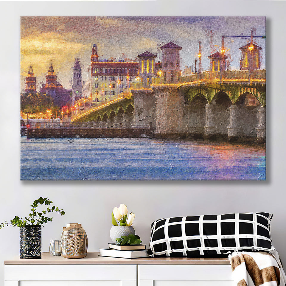 Saint Augustine City at Sunset Saint Augustine Canvas Prints Wall Art Decor - Paiting Canvas, Art Prints, Wall Decor, For Sale
