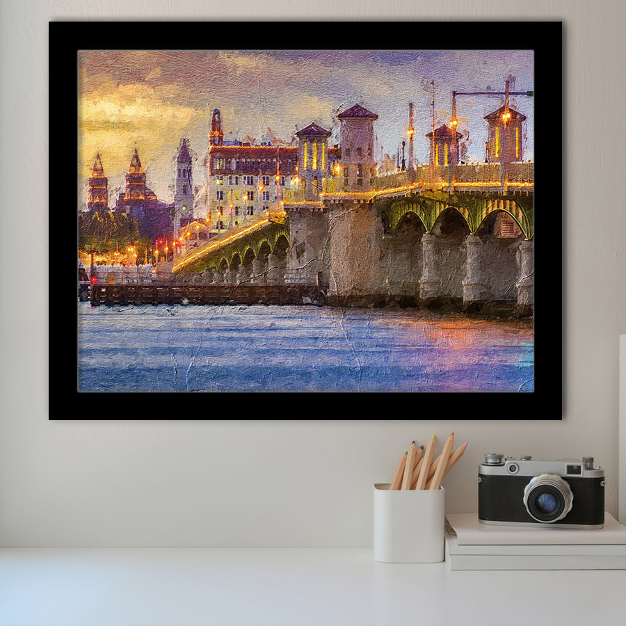 Saint Augustine City at Sunset Saint Augustine Framed Art Prints Wall Decor - Painting Prints, Framed Picture, Home Decor