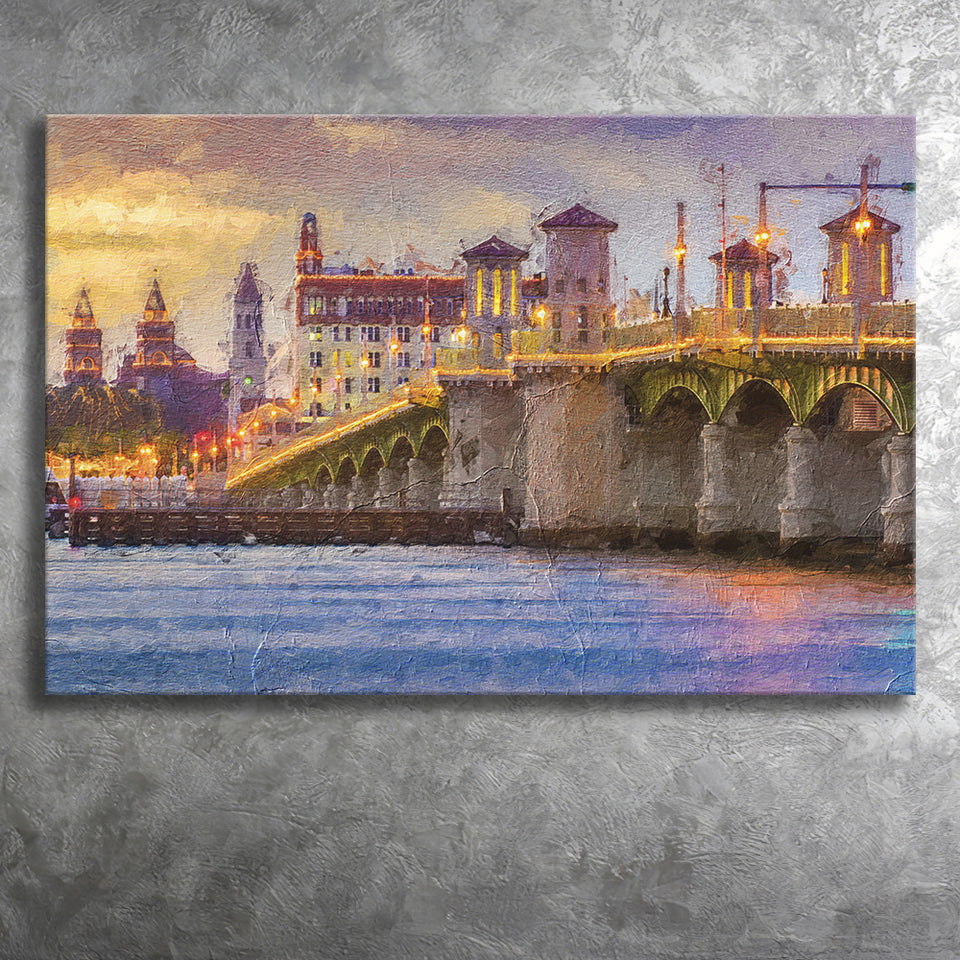 Saint Augustine City at Sunset Saint Augustine Canvas Prints Wall Art Decor - Paiting Canvas, Art Prints, Wall Decor, For Sale