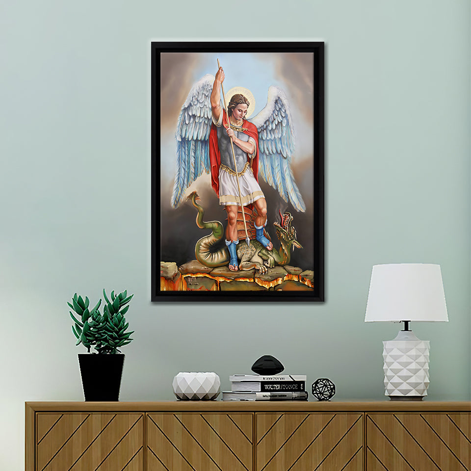Saint Michael Archangel Painting Related Canvas Wall Art - Framed Art, Framed Canvas, Painting Canvas
