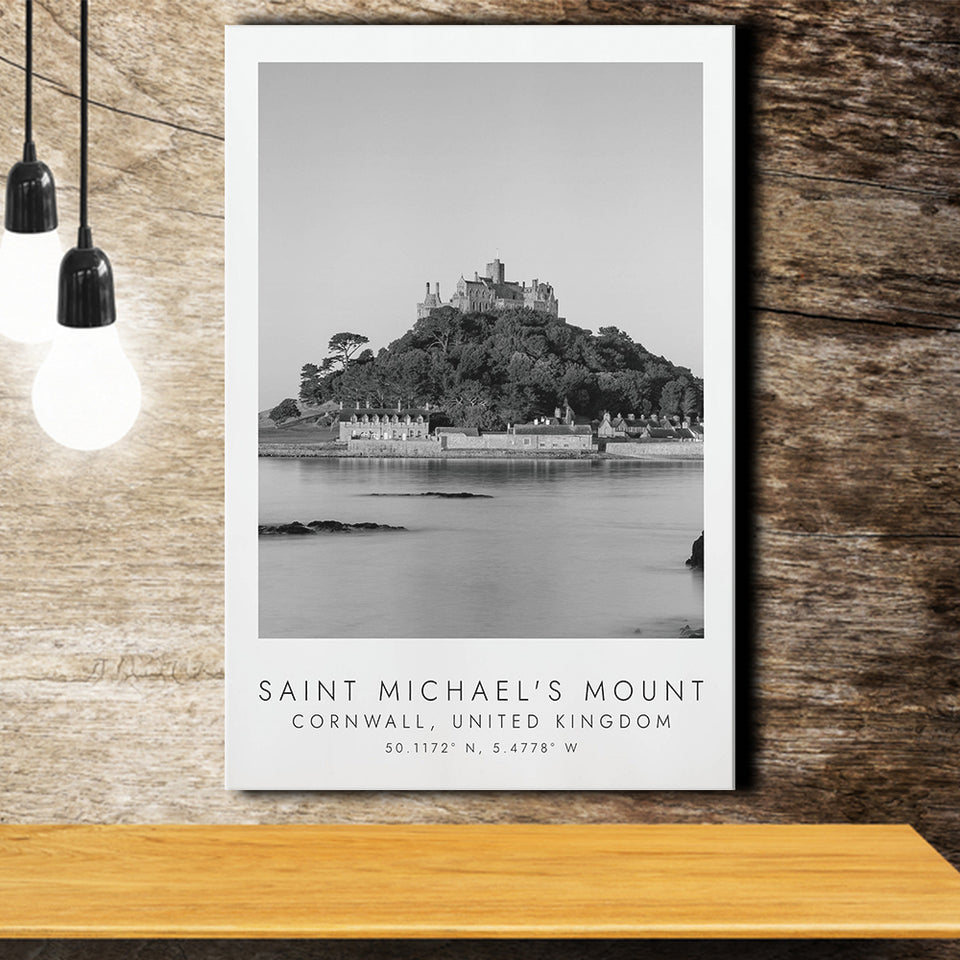 Saint Michael'S Mount Travel Art Black And White Decor Canvas Prints Wall Art Home Decor