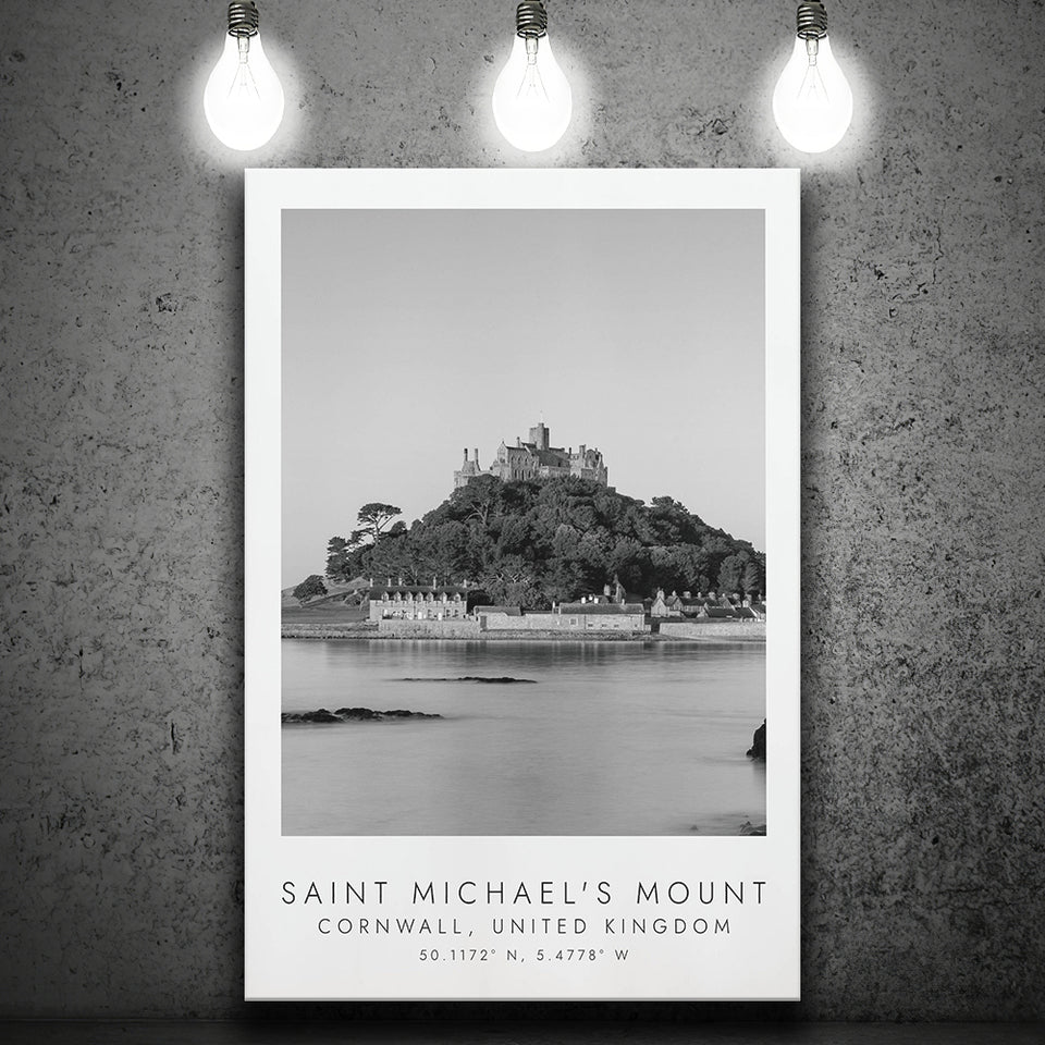 Saint Michael'S Mount Travel Art Black And White Decor Canvas Prints Wall Art Home Decor