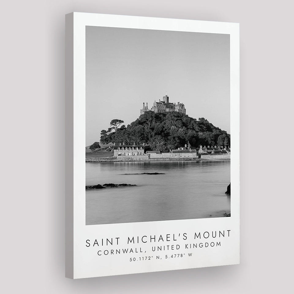 Saint Michael'S Mount Travel Art Black And White Decor Canvas Prints Wall Art Home Decor