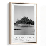 Saint Michael'S Mount Travel Art Black And White Decor Framed Canvas Prints Wall Art Home Decor, Floating Frame