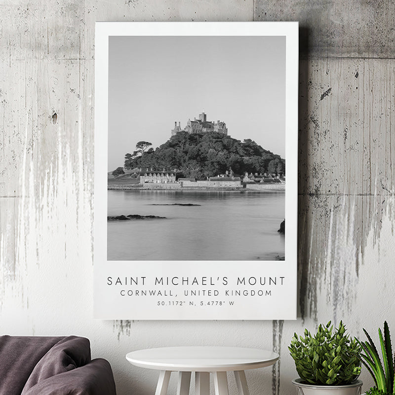 Saint Michael'S Mount Travel Art Black And White Decor Canvas Prints Wall Art Home Decor