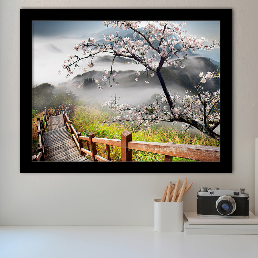 Sakura Mountain Framed Art Prints Wall Art Decor, Framed Picture, Home Decor
