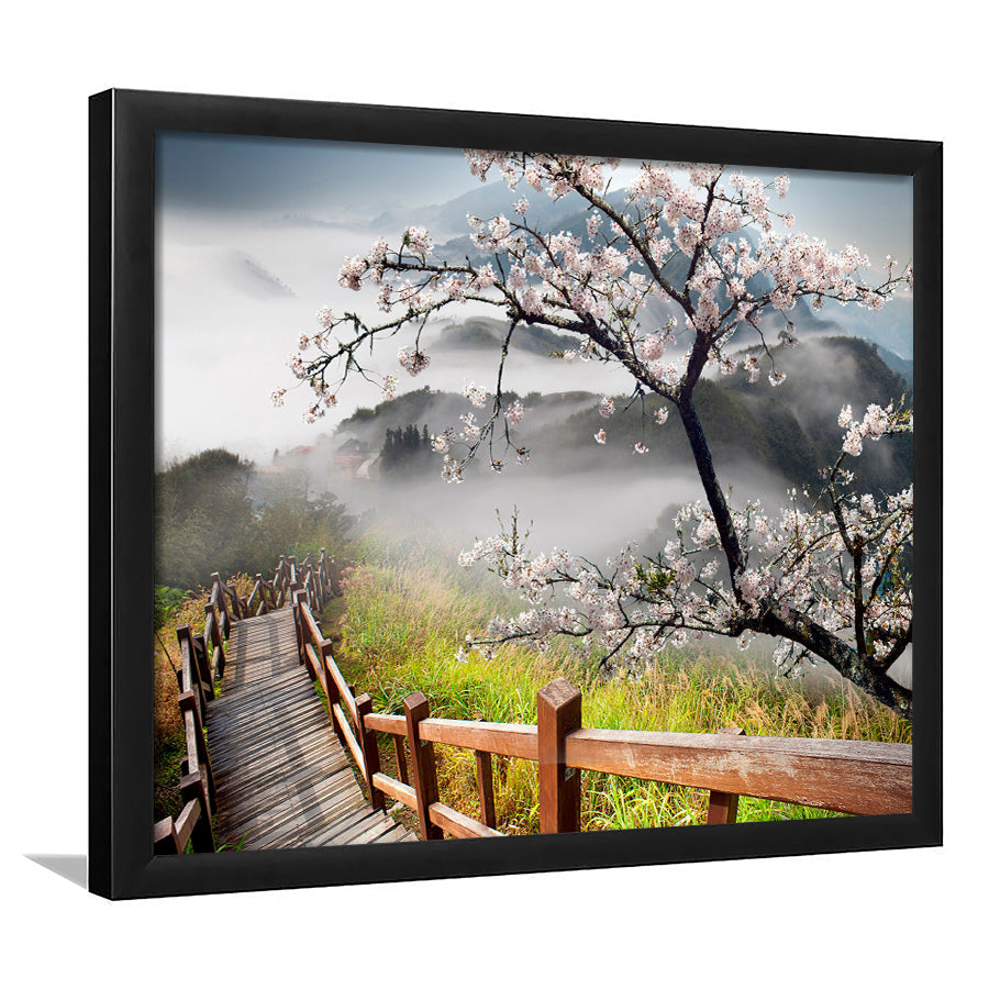 Sakura Mountain Framed Art Prints Wall Art Decor, Framed Picture, Home Decor