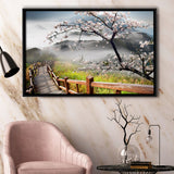 Sakura Mountain Framed Canvas Prints Wall Art Decor, Framed Picture, Floating Frame
