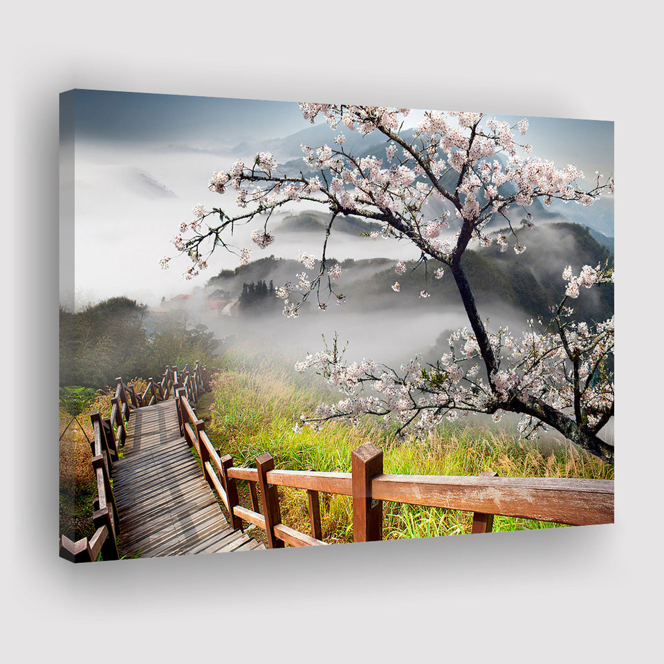 Sakura Mountain Canvas Prints Wall Art Decor - Painting Canvas,Home Decor, Ready to Hang