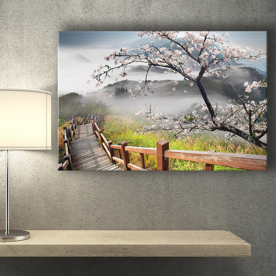 Sakura Mountain Canvas Prints Wall Art Decor - Painting Canvas,Home Decor, Ready to Hang