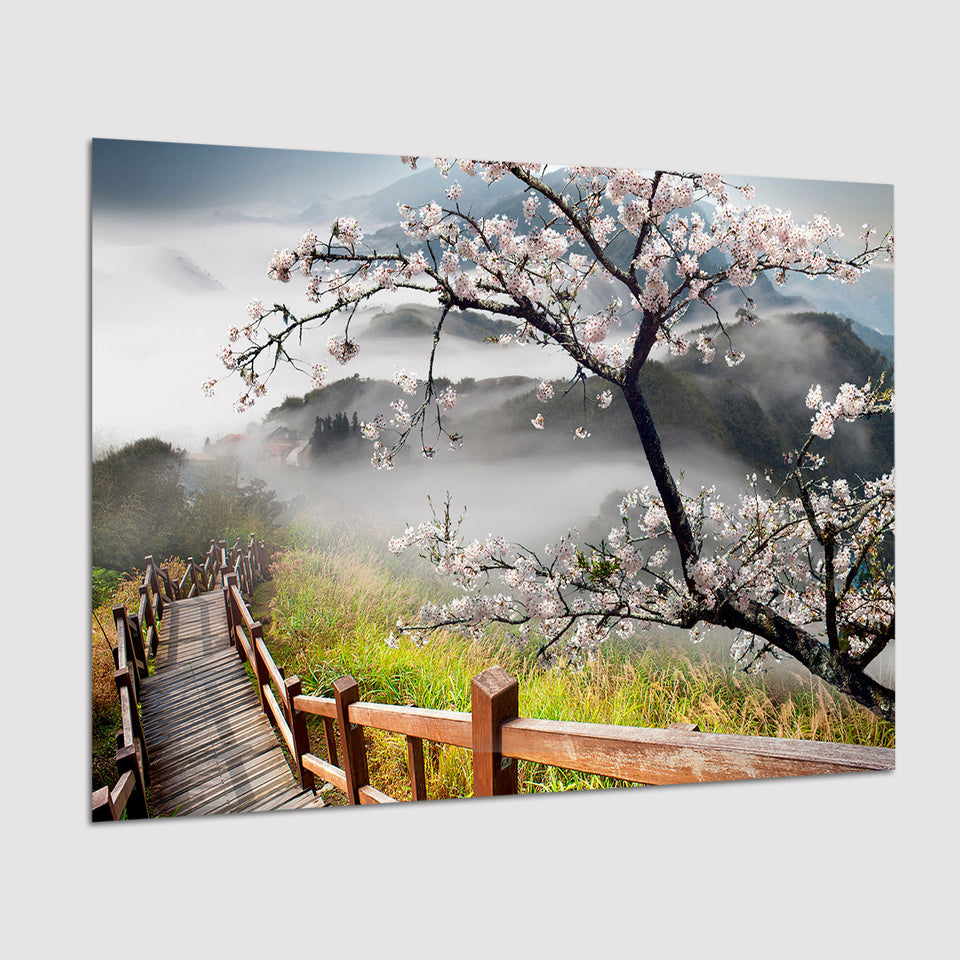 Sakura Mountain Poster Prints Wall Art Decor, Unframe, Poster Art