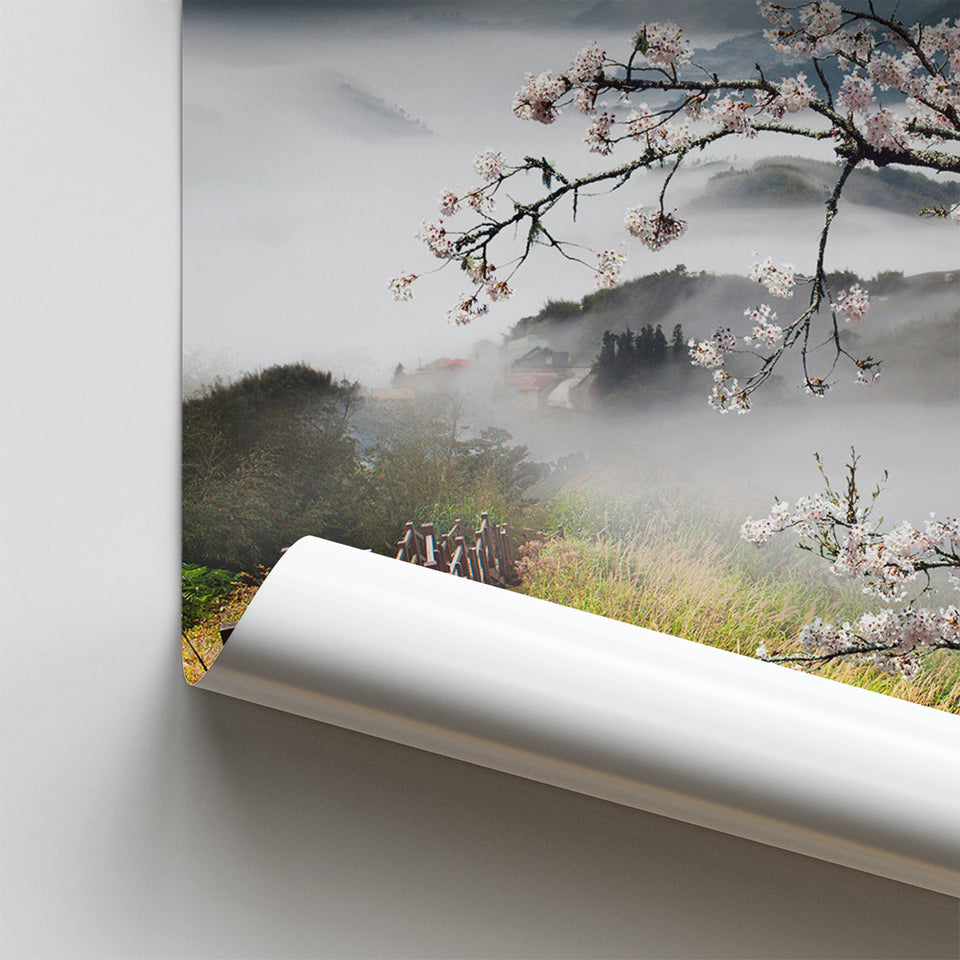 Sakura Mountain Poster Prints Wall Art Decor, Unframe, Poster Art