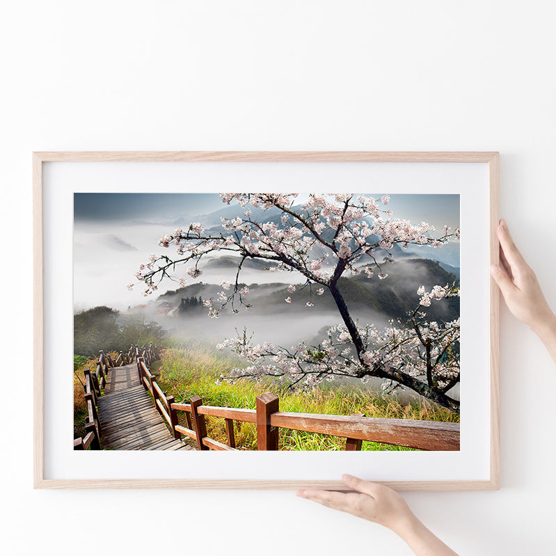 Sakura Mountain Poster Prints Wall Art Decor, Unframe, Poster Art