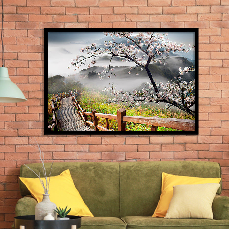 Sakura Mountain Framed Art Prints Wall Art Decor, Framed Picture, Home Decor