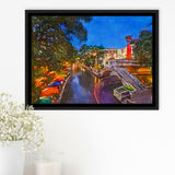 San Antonio Texas Usa Cityscape River City Art Watercolor Framed Canvas Prints Wall Art Home Decor,Floating Frame