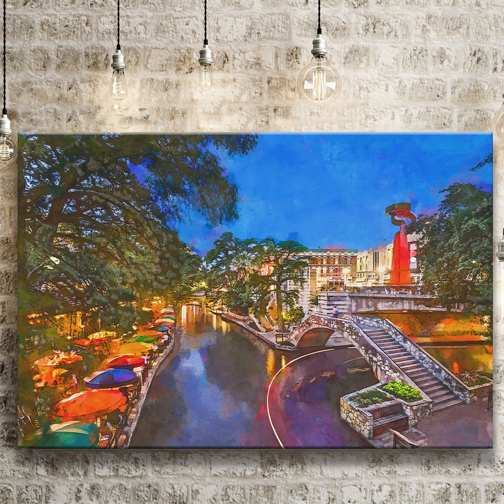 San Antonio Riverwalk Texas Art, lienzo grande o estampado mate, pintura de  Texas, decoración de pared de San Antonio, colores vibrantes escena de la  ciudad Obras de arte -  México