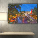 San Antonio Texas Usa Cityscape River City Art Watercolor Canvas Prints Wall Art Home Decor, Large Canvas