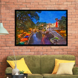 San Antonio Texas Usa Cityscape River City Art Watercolor Framed Art Prints Wall Art Decor,Framed Picture