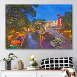 San Antonio Texas Usa Cityscape River City Art Watercolor Canvas Prints Wall Art Home Decor, Large Canvas